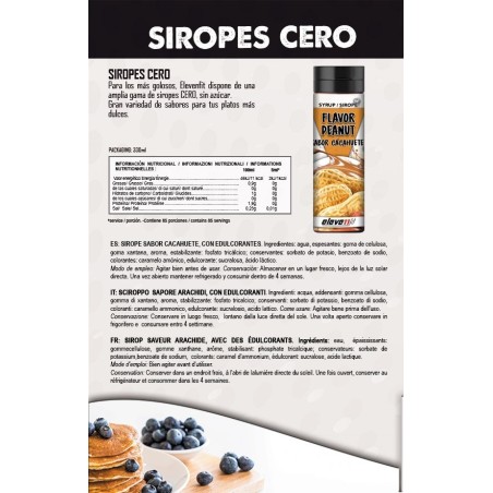SIROPE SABOR CREMA DE CACAHUETE SIN AZÚCAR 330ML