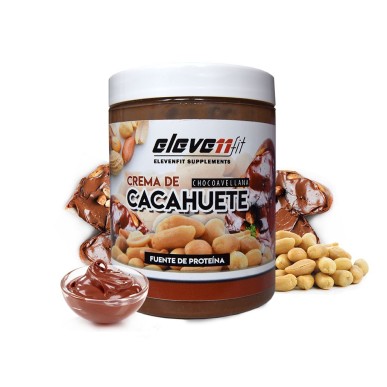 ▷ Crema De Cacahuete Chocolate Y Avellana 300gr Sin Azúcar- Elevenfit