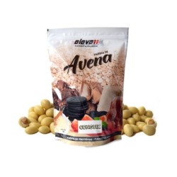 Harina de avena Conguix 1kg de Elevenfit: bolsa con copos de avena, fondo decorativo con chocolates y galletas, y etiqueta Congu