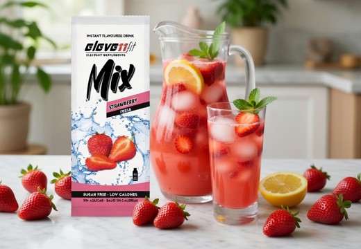 Boisson rafraîchissante maison aux fraises avec ElevenFit Mix