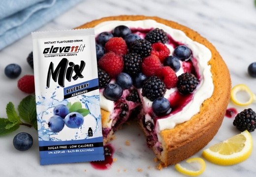 Gâteau aux fruits rouges sans sucre avec mélange de myrtilles ElevenFit