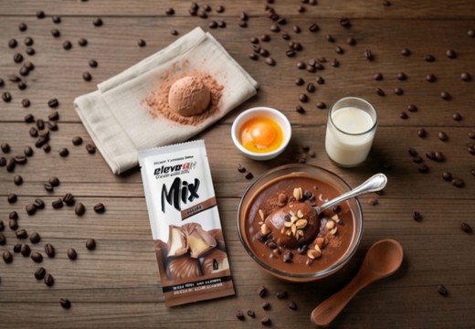 Crème anglaise protéinée au chocolat sans sucre avec mélange praliné